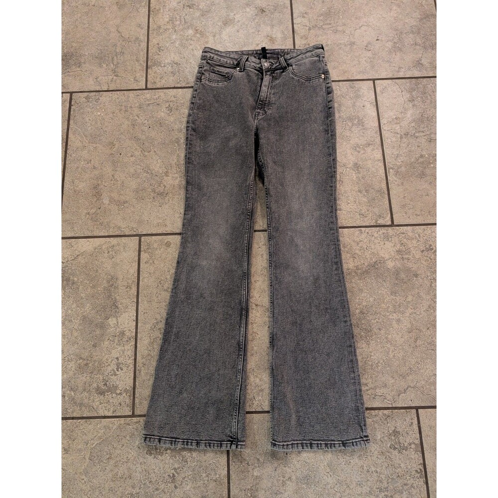 H&M Divided Flare Jeans Womens 10 Gray Stretch Denim Wide Leg